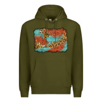 Army Green western leopard tooled leather background Premium Hoodie - Zillion Design Studio