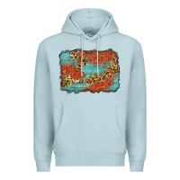 Blue Mist western leopard tooled leather background Premium Hoodie - Zillion Design Studio