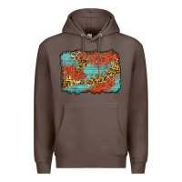 Coffee western leopard tooled leather background Premium Hoodie - Zillion Design Studio