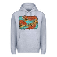 Western Leopard Tooled Leather Background Premium Hoodie | Teevron