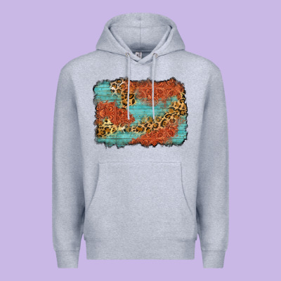 Western Leopard Tooled Leather Background Premium Hoodie Designed By Zillion Design Studio