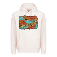 Pale Pink western leopard tooled leather background Premium Hoodie - Zillion Design Studio