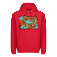 Red western leopard tooled leather background Premium Hoodie - Zillion Design Studio
