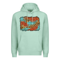 Seafoam western leopard tooled leather background Premium Hoodie - Zillion Design Studio