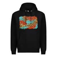 Black western leopard tooled leather background Premium Hoodie - Zillion Design Studio