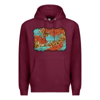 Burgundy western leopard tooled leather background Premium Hoodie - Zillion Design Studio