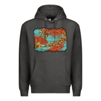 Charcoal Heather western leopard tooled leather background Premium Hoodie - Zillion Design Studio