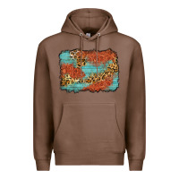 Chestnut western leopard tooled leather background Premium Hoodie - Zillion Design Studio