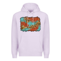 Lilac western leopard tooled leather background Premium Hoodie - Zillion Design Studio