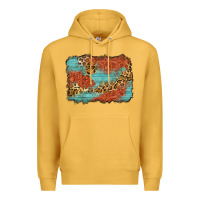 Mustard western leopard tooled leather background Premium Hoodie - Zillion Design Studio