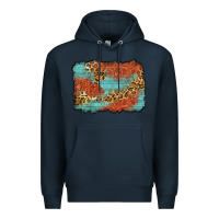 Navy western leopard tooled leather background Premium Hoodie - Zillion Design Studio