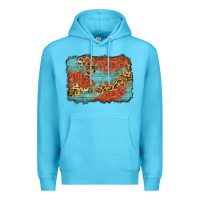 Ocean Blue western leopard tooled leather background Premium Hoodie - Zillion Design Studio