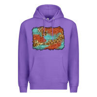Purple western leopard tooled leather background Premium Hoodie - Zillion Design Studio