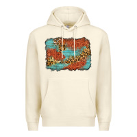 Sandshell western leopard tooled leather background Premium Hoodie - Zillion Design Studio