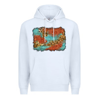 White western leopard tooled leather background Premium Hoodie - Zillion Design Studio