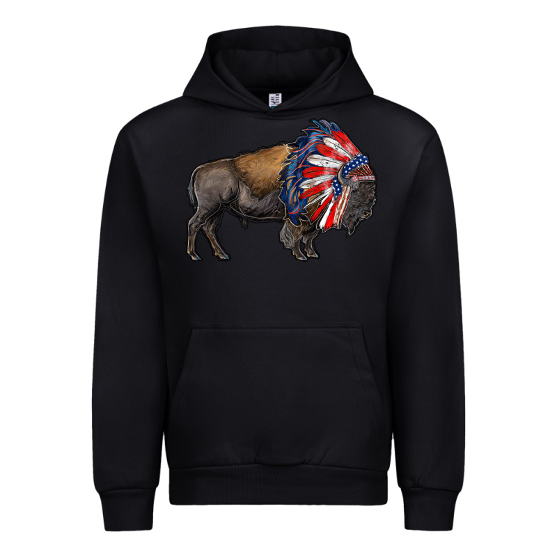 American Bison With Indian Headdress Urban Hoodie by RanaPortraitStore | Teevron