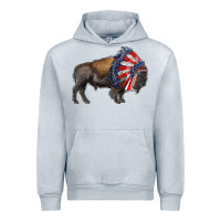 Heather Grey american bison with indian headdress Urban Hoodie - RanaPortraitStore