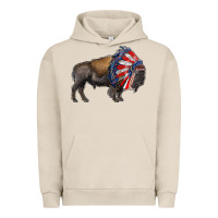 Pigment French Oak american bison with indian headdress Urban Hoodie - RanaPortraitStore