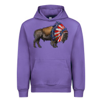 Tulip american bison with indian headdress Urban Hoodie - RanaPortraitStore