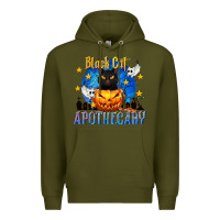 Army Green Black Cat Apothecary Premium Hoodie - texasbilliewilder