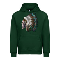 Forest Green skull with indian headdress Urban Hoodie - RanaPortraitStore