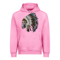 Fuchsia Pink skull with indian headdress Urban Hoodie - RanaPortraitStore