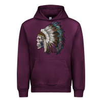 Mauve Wine skull with indian headdress Urban Hoodie - RanaPortraitStore