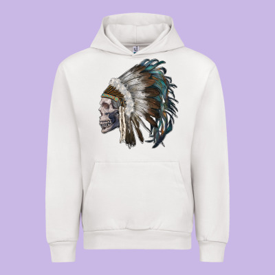 Skull With Indian Headdress Urban Hoodie Designed By Ranaportraitstore