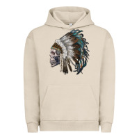 Pigment French Oak skull with indian headdress Urban Hoodie - RanaPortraitStore
