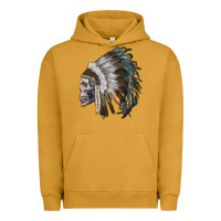 Pigment Peanut Butter skull with indian headdress Urban Hoodie - RanaPortraitStore