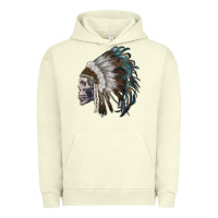 Pigment Pistachio skull with indian headdress Urban Hoodie - RanaPortraitStore