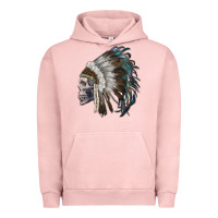 Pigment Salmon skull with indian headdress Urban Hoodie - RanaPortraitStore
