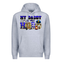 Heather Grey my daddy is my hero police Premium Hoodie - Zillion Design Studio