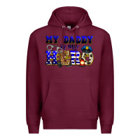 Burgundy my daddy is my hero police Premium Hoodie - Zillion Design Studio