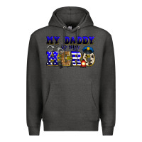 Charcoal Heather my daddy is my hero police Premium Hoodie - Zillion Design Studio