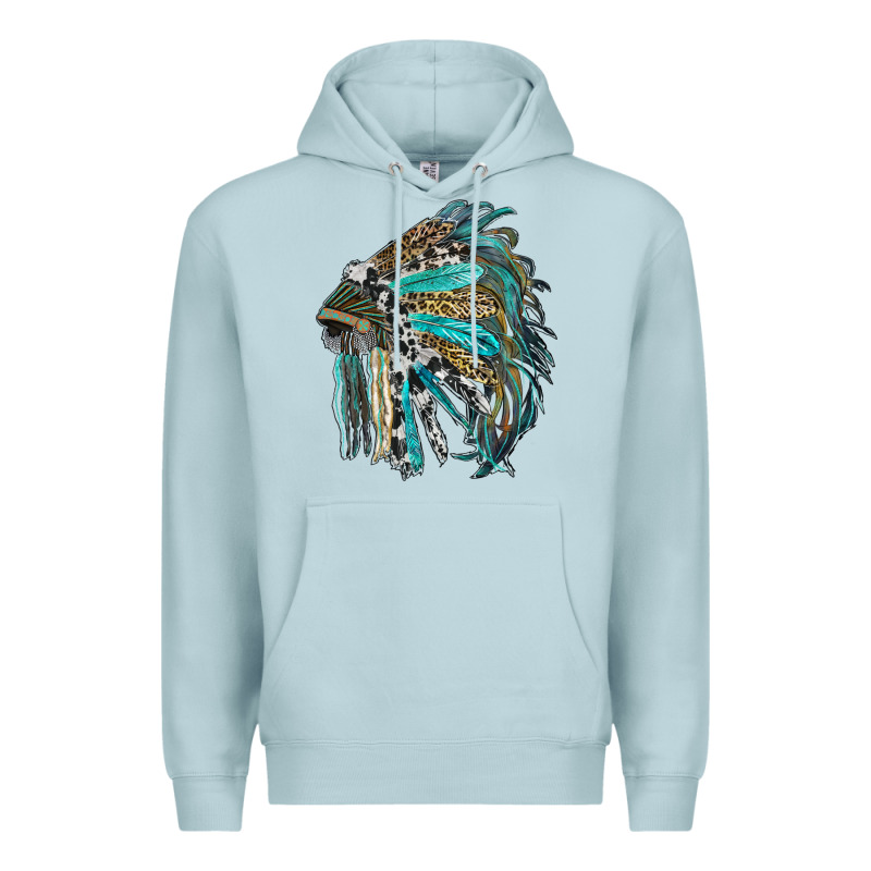 Indian Feather Headdress With Western  Patterns Premium Hoodie by RanaPortraitStore | Teevron