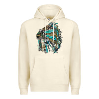 Sandshell indian feather headdress with western  patterns Premium Hoodie - RanaPortraitStore