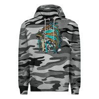 Slate Camo indian feather headdress with western  patterns Premium Hoodie - RanaPortraitStore