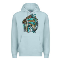 Blue Mist indian feather headdress with western  patterns Premium Hoodie - RanaPortraitStore