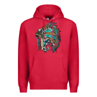Cardinal indian feather headdress with western  patterns Premium Hoodie - RanaPortraitStore