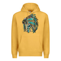 Mustard indian feather headdress with western  patterns Premium Hoodie - RanaPortraitStore