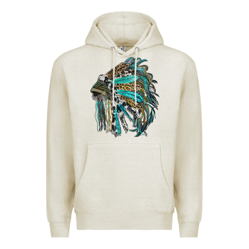 Indian Feather Headdress With Western  Patterns Premium Hoodie by RanaPortraitStore | Teevron