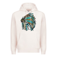 Pale Pink indian feather headdress with western  patterns Premium Hoodie - RanaPortraitStore