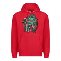 Red indian feather headdress with western  patterns Premium Hoodie - RanaPortraitStore