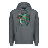 Rock indian feather headdress with western  patterns Premium Hoodie - RanaPortraitStore