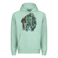 Seafoam indian feather headdress with western  patterns Premium Hoodie - RanaPortraitStore