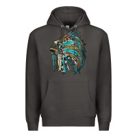 Smoke indian feather headdress with western  patterns Premium Hoodie - RanaPortraitStore