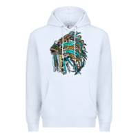 White indian feather headdress with western  patterns Premium Hoodie - RanaPortraitStore