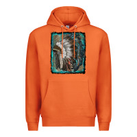 Carrot indian feather headdress with leopard background Premium Hoodie - RanaPortraitStore