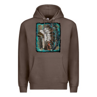 Coffee indian feather headdress with leopard background Premium Hoodie - RanaPortraitStore